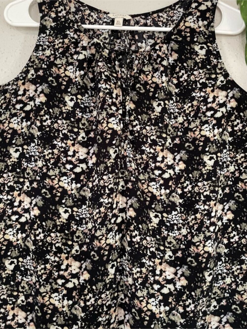 Tank Top XL Floral Rayon Sleeveless Blouse Boho Summer - Picture 2 of 3